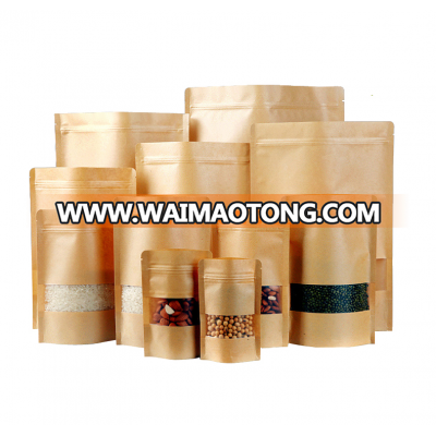 Cheap Stand Up Kraft Paper Bag Food Packaging With Window And Zipper